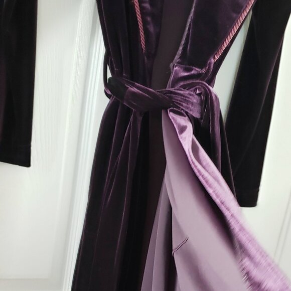 Diamond Tea Shawl Collar Velvet Wrap Robe Royal Purple Size S - Picture 5 of 5